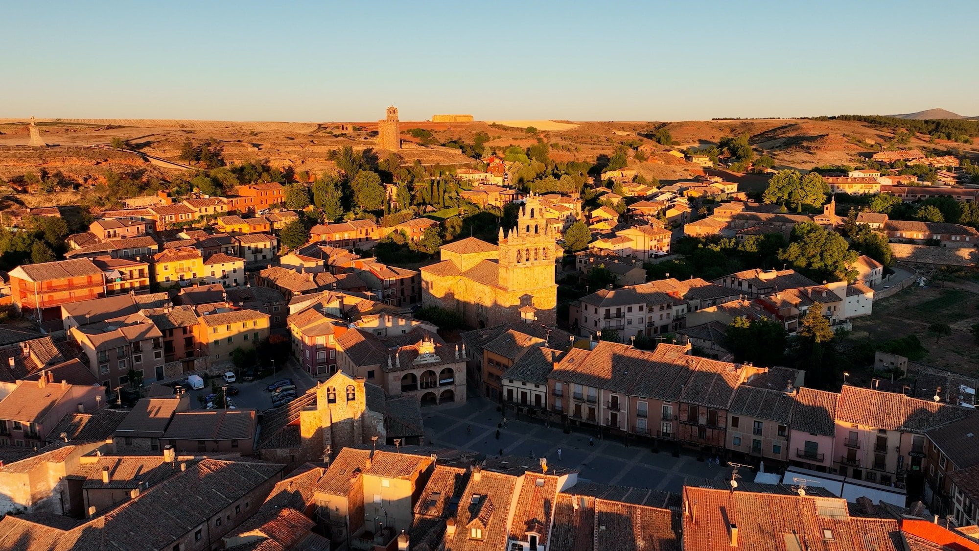 Aerial view of Ayllon medieval town in the province of Segovia, Castile and Leon, Spain