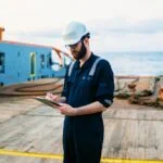 Deck Officer on deck of offshore vessel or ship