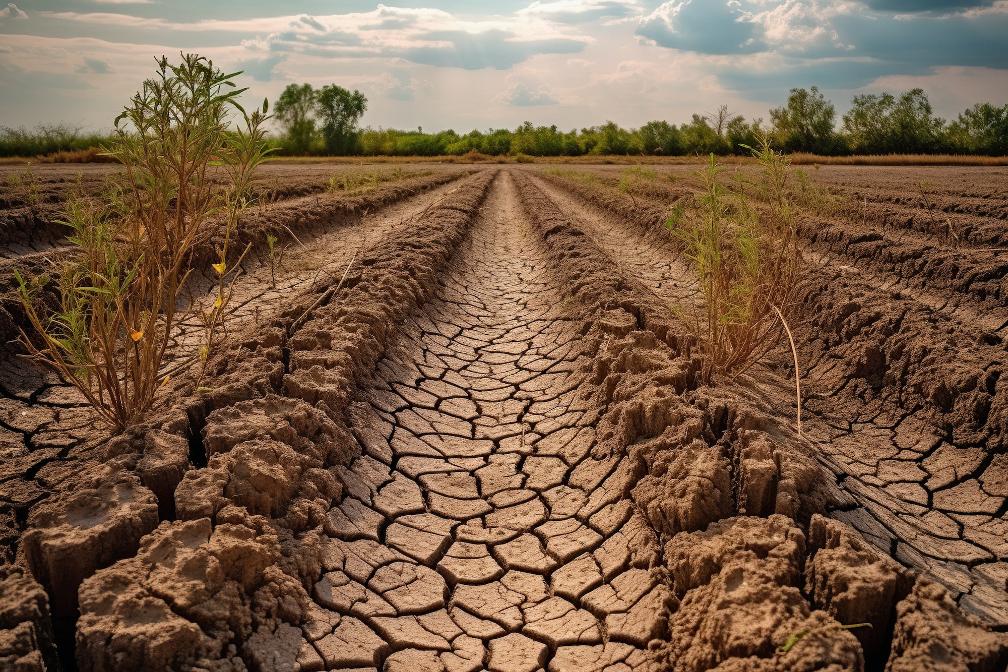 Life Finds a Way: Photo of Grass Pushing Through Dry Earth in a Barren Field